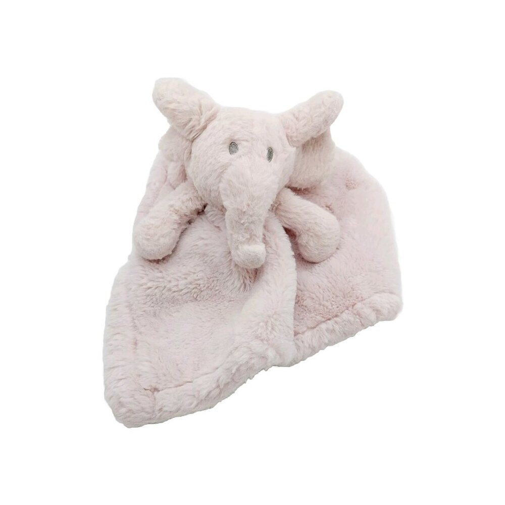 Pink Elephant Lovey Grey Sewn Eyes Square 13" Plush Stuffed Animal
